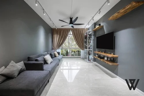 Maximising natural light in grey living room